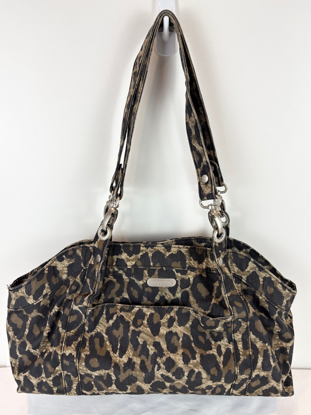 baggallini Animal Print Satchel Purse Leopard Cheetah Nylon Shoulder Bag Travel